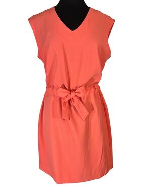 Taylor Coral Sleeveless Tie-Waist Shift Brunch Dress Stretchy & Comfy